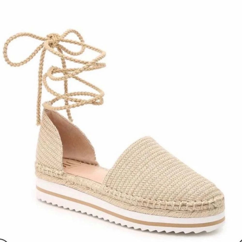 Jennifer Lopez Gold Espadrille Platform Slip Ons